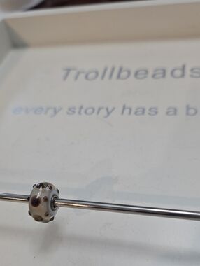 Trollbeads Cream Glass Bead with Brown Spot Accents